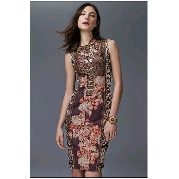 Byron Lars Talma Brocade Sheath Dress Embellished Sleeveless Sz 4 Anthropologie - Picture 2 of 12